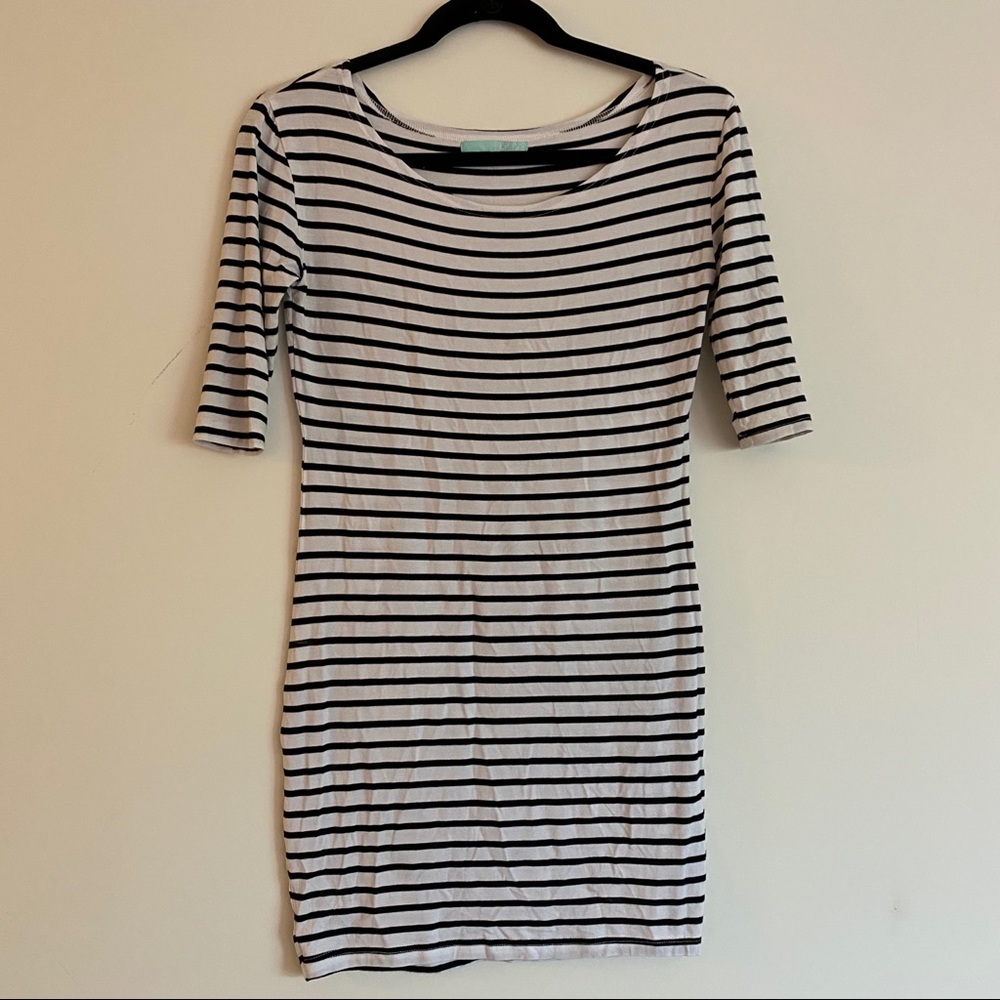 LuLus Navy & White Cotton Dress